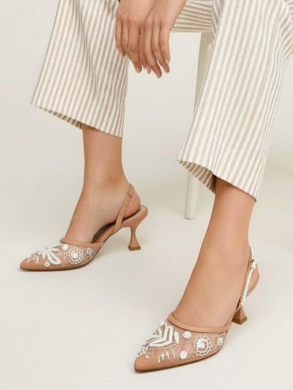 ZR Net Pearl Embroidery Heel