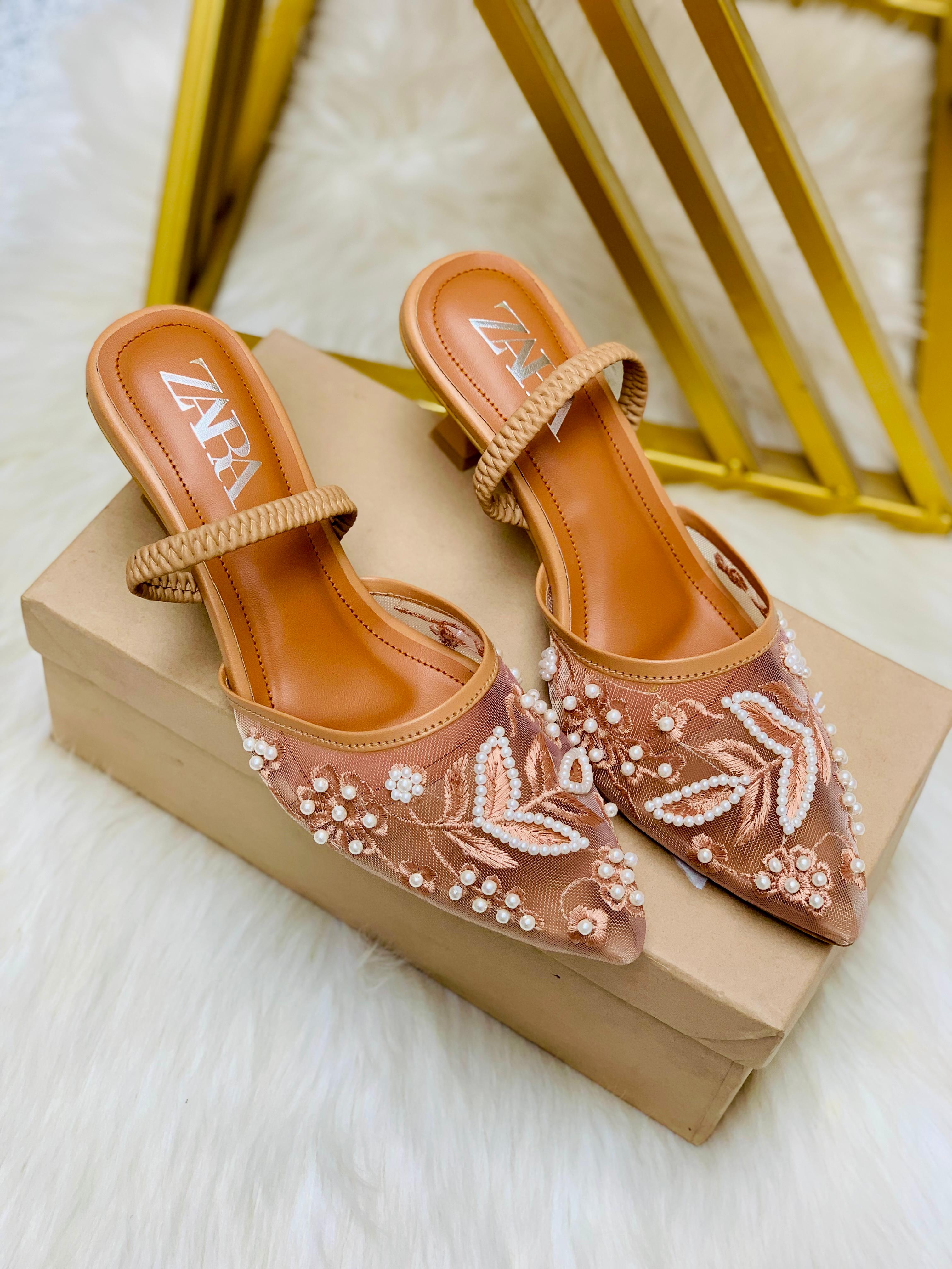 ZR Net Pearl Embroidery Heel