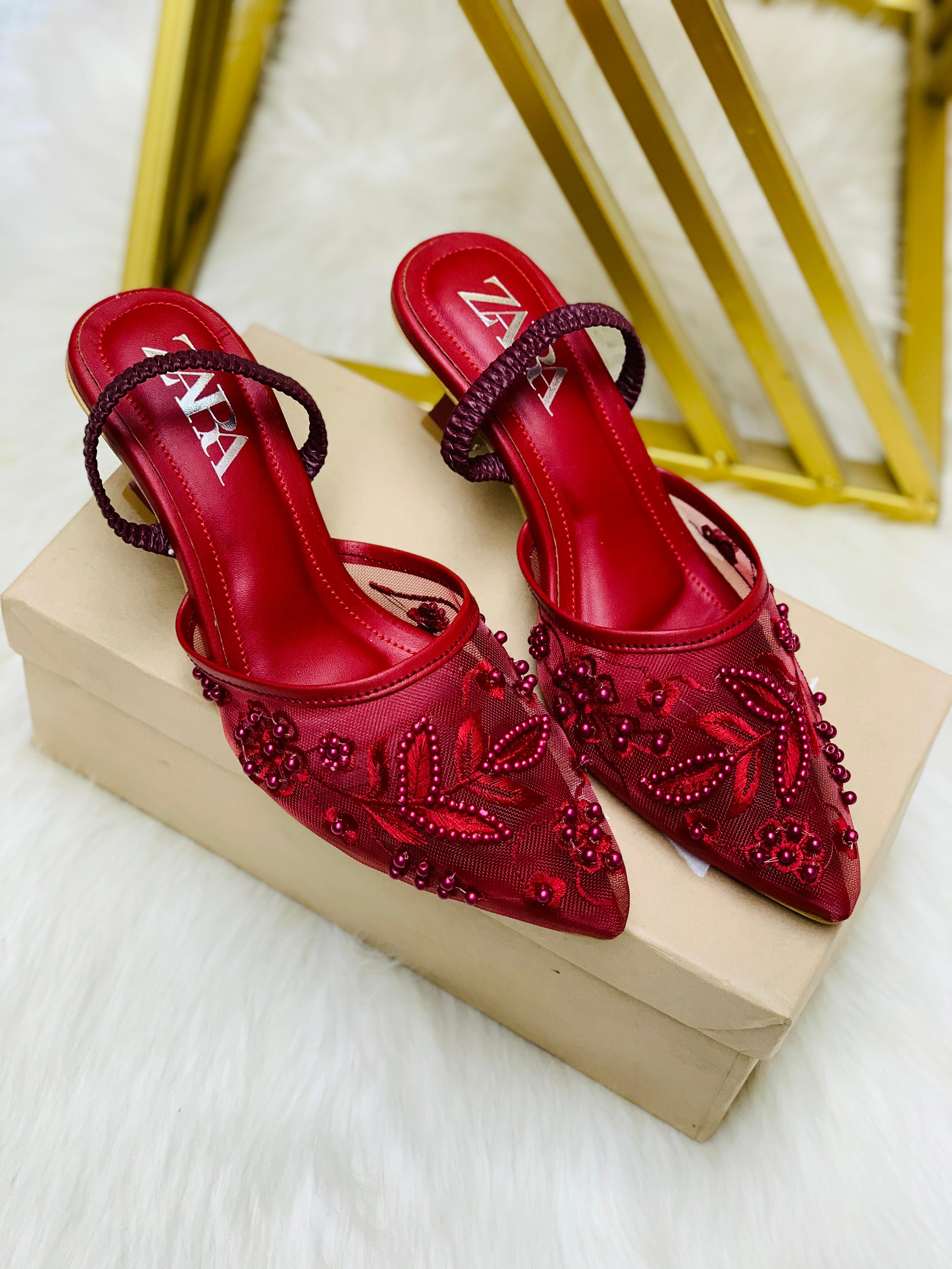 ZR Net Pearl Embroidery Heel