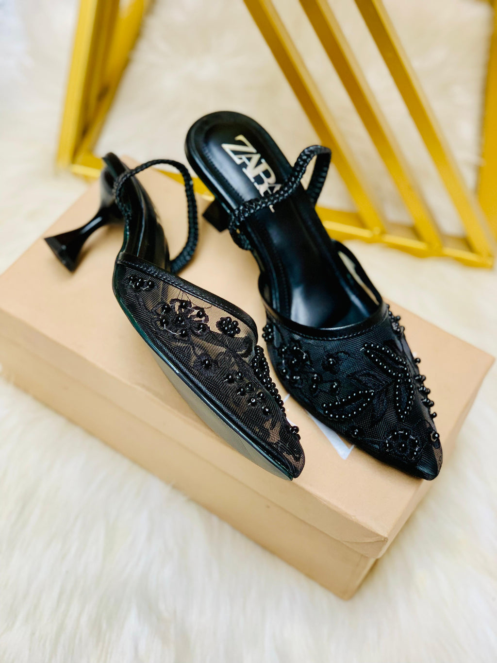 ZR Net Pearl Embroidery Heel