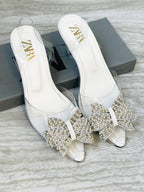 ZARA EMB BOW HEELS*